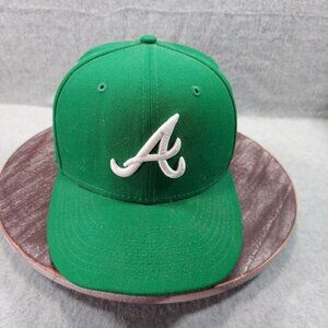 New Era Green Atlanta Braves Fitted Cap With White "A" Logo 7 1/8